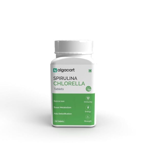 Spirulina Chlorella Tablets- 120 tablets | 100% natural | High Protein Supplements